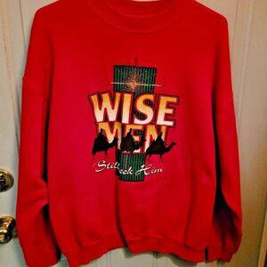 LEE Vintage Christmas Red Sweatshirt "Wise Men Still Seek Him" Misses XL